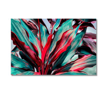 Red And Green Tropical Leaves Canvas Print-Canvas Print-CetArt-1 Panel-24x16 inches-CetArt