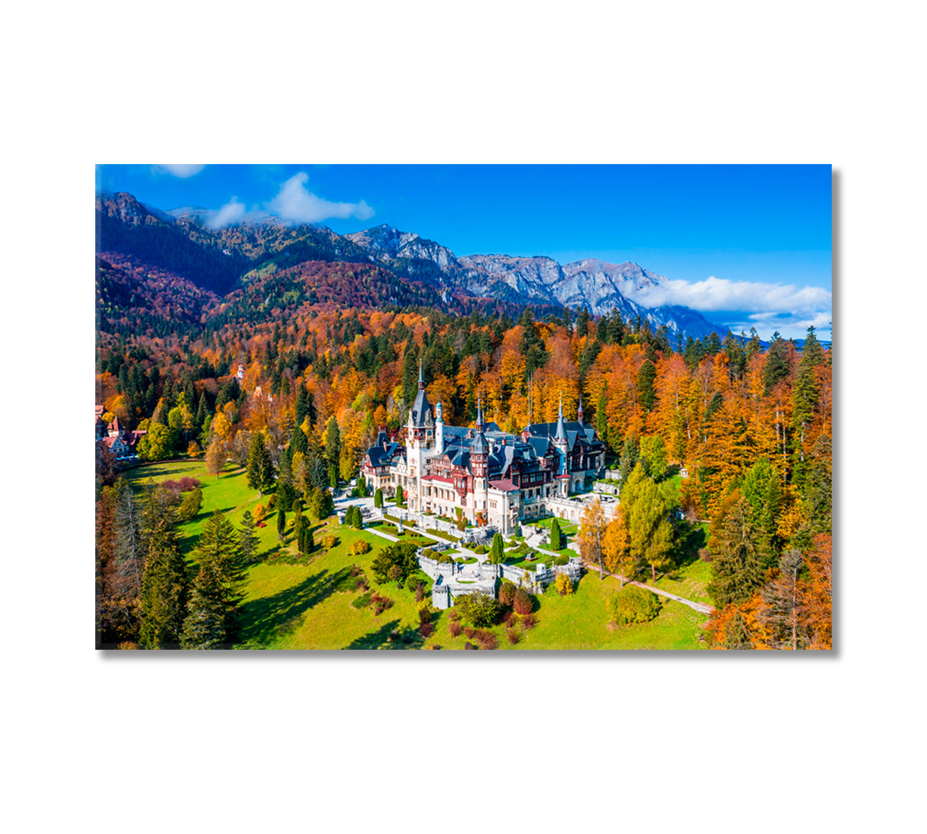 Peles Castle in Autumn Sinaia Romania Canvas Print-Canvas Print-CetArt-1 Panel-24x16 inches-CetArt