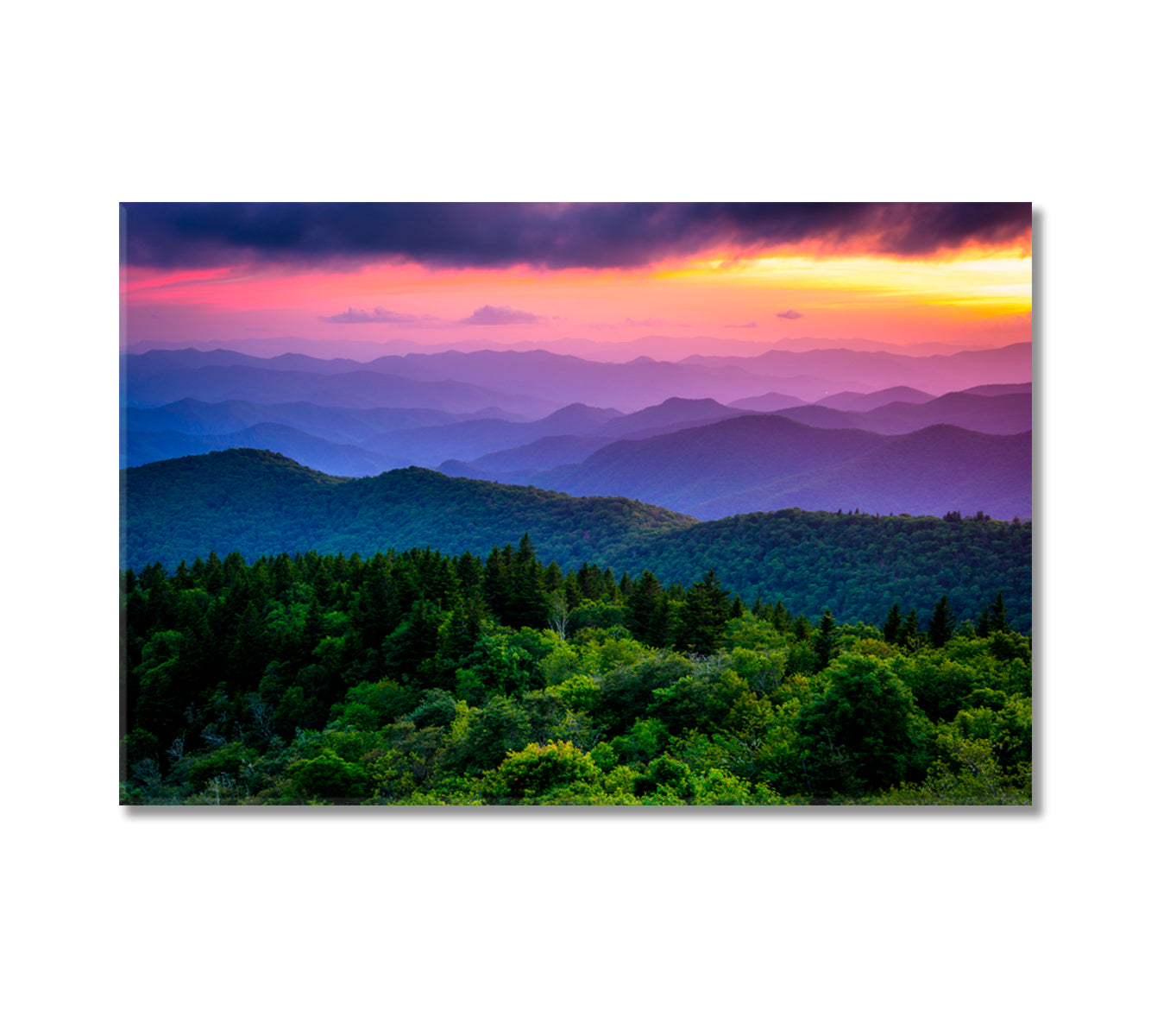 Sunset from Cowee Mountains North Carolina Canvas Print-Canvas Print-CetArt-1 Panel-24x16 inches-CetArt