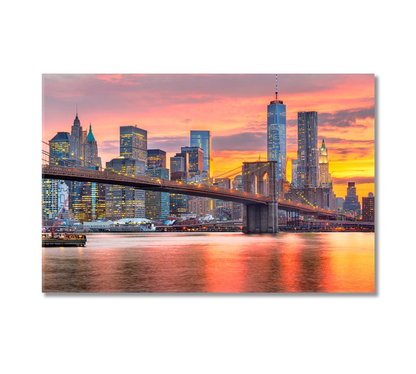 New York Lower Manhattan at Dusk USA Canvas Print-Canvas Print-CetArt-1 Panel-24x16 inches-CetArt