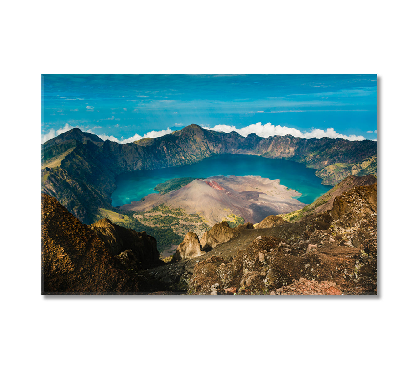 Mount Rinjani Gunung Rinjani Volcanic Mountain with Crater Lake Canvas Print-Canvas Print-CetArt-1 Panel-24x16 inches-CetArt