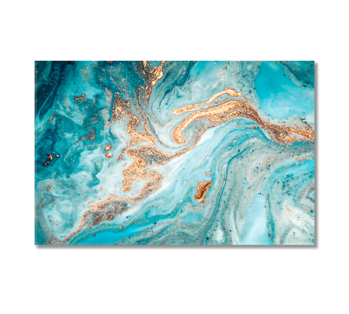 Modern Gold and Turquoise Marble Canvas Print-Canvas Print-CetArt-1 Panel-24x16 inches-CetArt