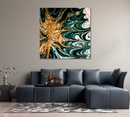 Abstract Green Marble Curls Canvas Print-Canvas Print-CetArt-1 panel-12x12 inches-CetArt