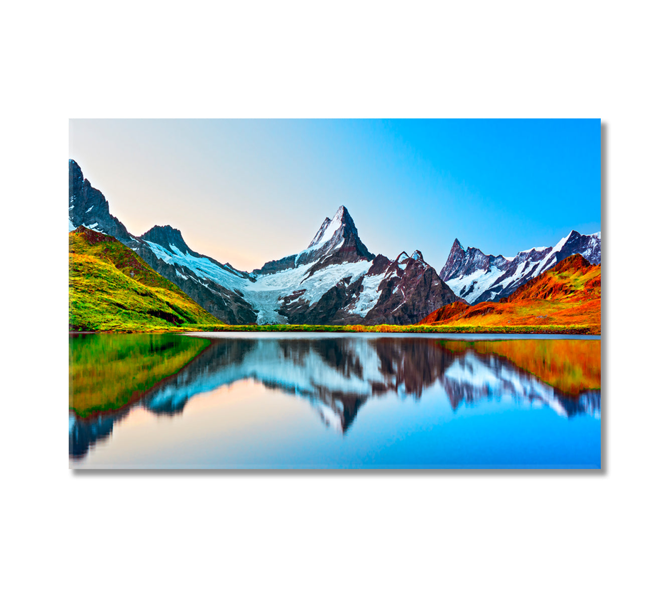 Bachalpsee Lake with Schreckhorn and Wetterhorn Peak Canvas Print-Canvas Print-CetArt-1 Panel-24x16 inches-CetArt
