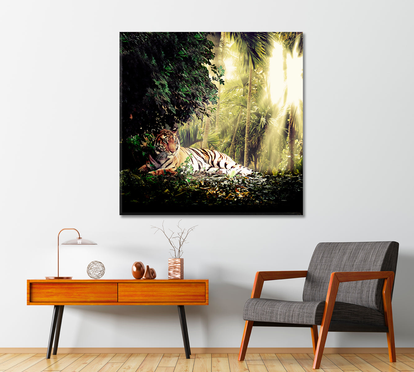 Sumatran Tiger in Rainforest Canvas Print-Canvas Print-CetArt-1 panel-12x12 inches-CetArt