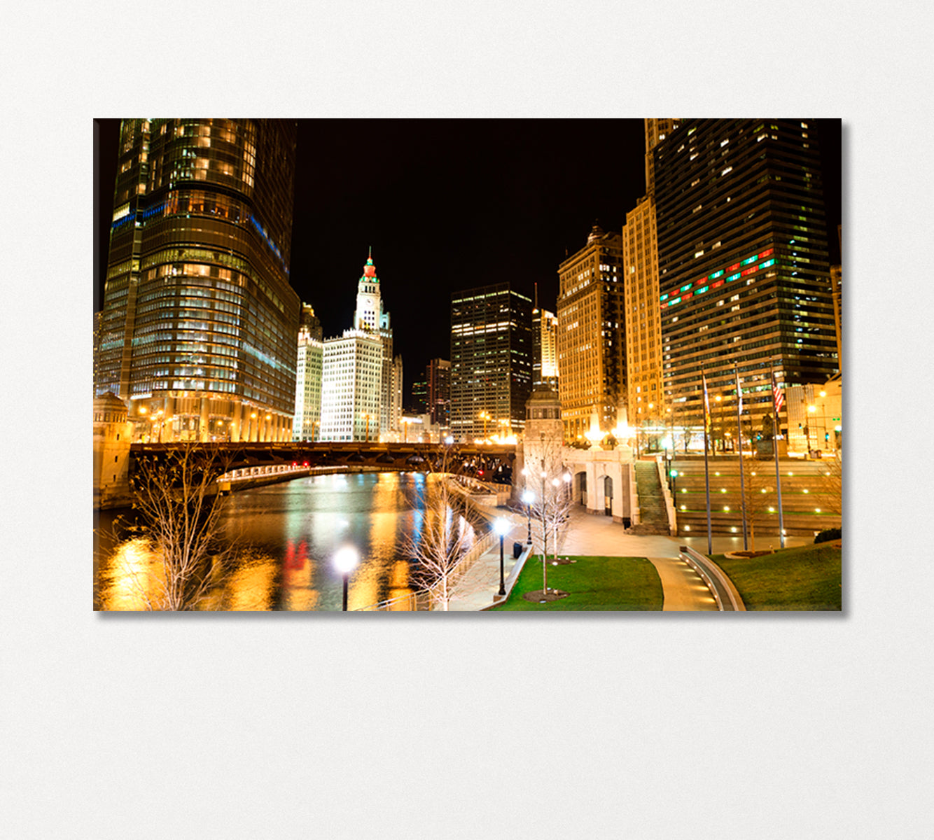 Chicago Night Lights Canvas Print-Canvas Print-CetArt-1 Panel-24x16 inches-CetArt