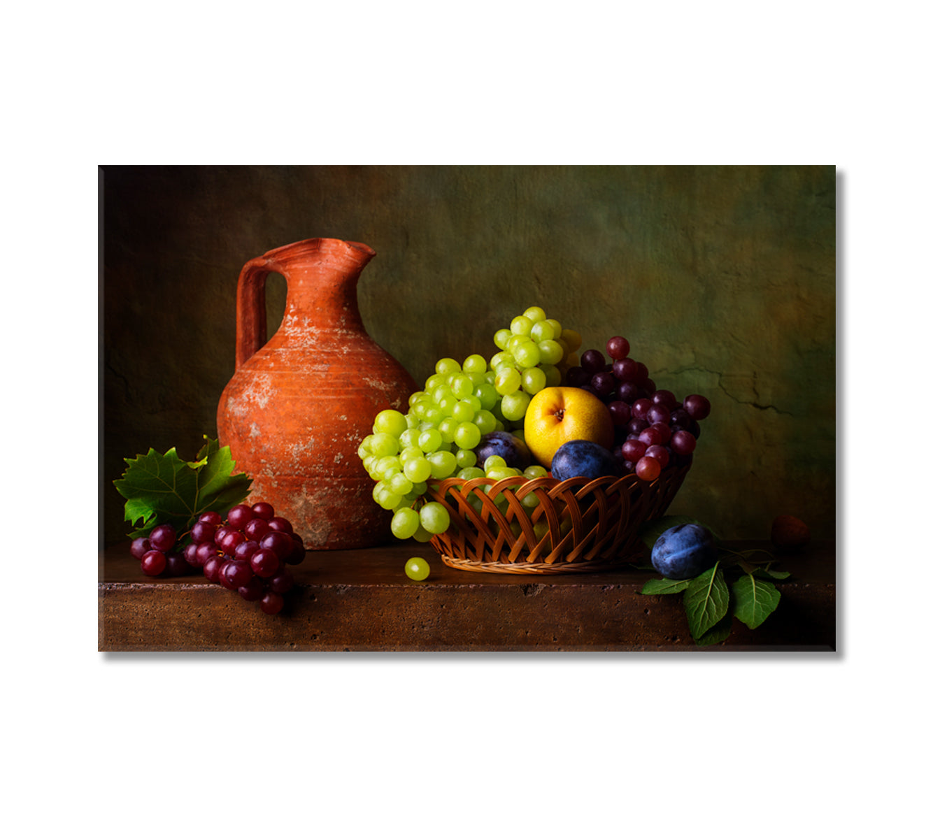 Still Life with Grapes and Plums Canvas Print-Canvas Print-CetArt-1 Panel-24x16 inches-CetArt