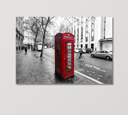 Red Telephone Booth in London UK Canvas Print-Canvas Print-CetArt-1 Panel-24x16 inches-CetArt