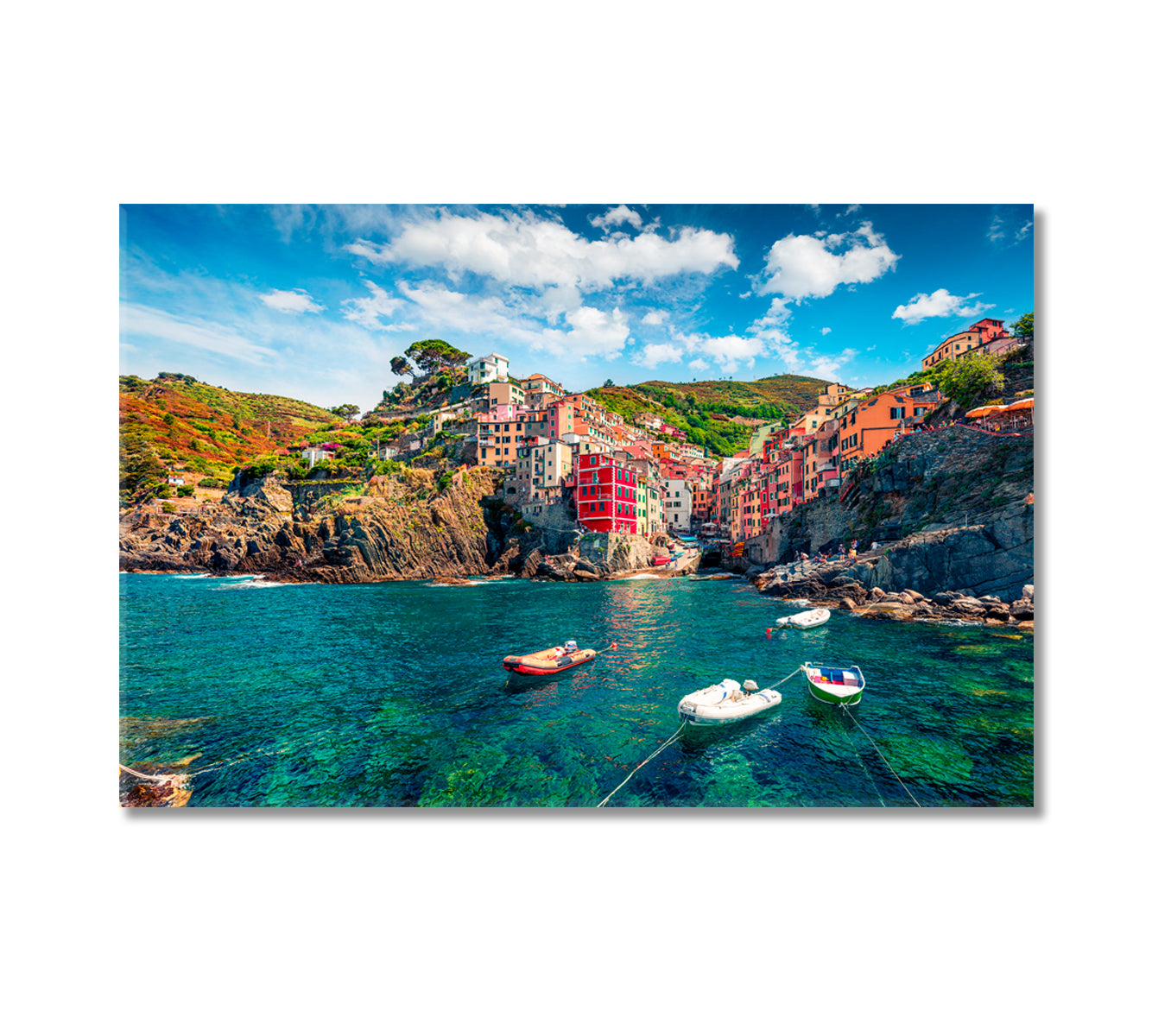 Riomaggiore and Cinque Terre Mountain Range Italy Canvas Print-Canvas Print-CetArt-1 Panel-24x16 inches-CetArt