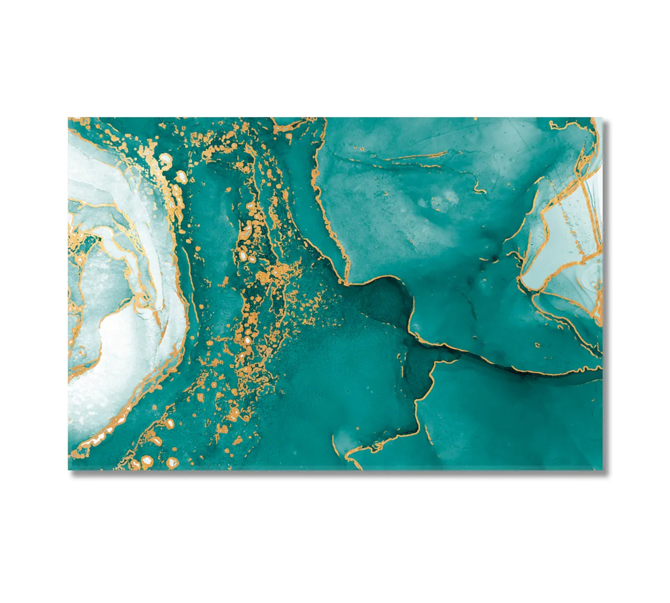 Abstract aquamarine watercolor ink pattern canvas print with soft teal and white gradients on stretched canvas