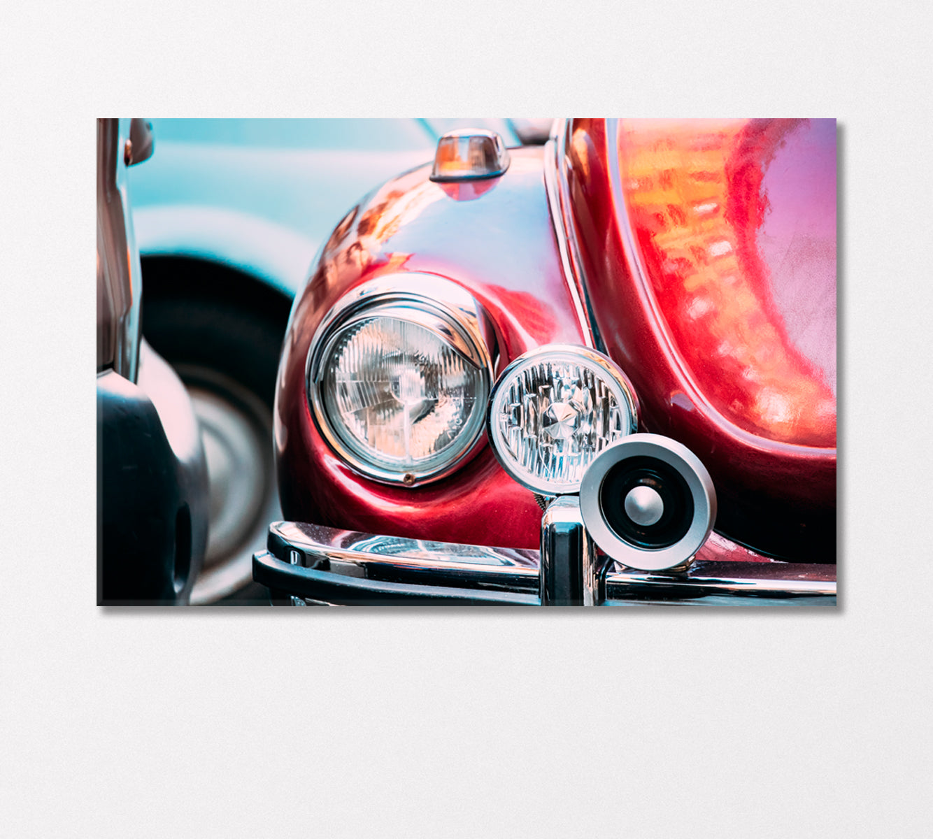 Headlights of Red Retro Car Canvas Print-Canvas Print-CetArt-1 Panel-24x16 inches-CetArt