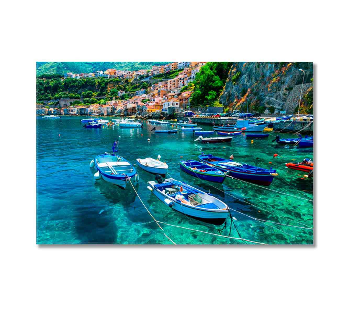 Calabria Scilla Town with Fishing Boats Italy Canvas Print-Canvas Print-CetArt-1 Panel-24x16 inches-CetArt