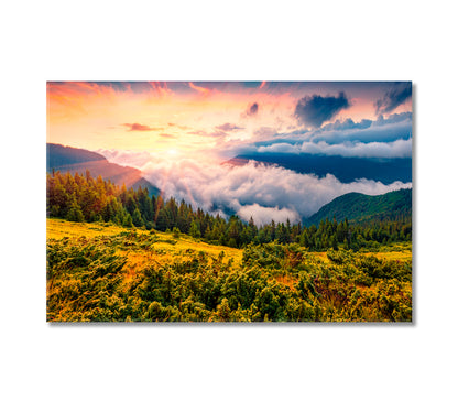 Morning Fog in the Carpathians Ukraine Canvas Print-Canvas Print-CetArt-1 Panel-24x16 inches-CetArt