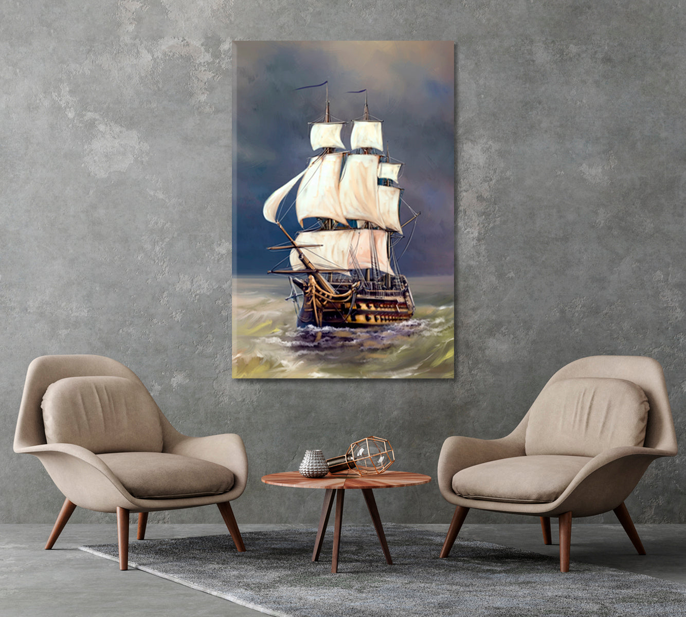 Sailing Ship in the Sea Canvas Print-Canvas Print-CetArt-1 panel-16x24 inches-CetArt