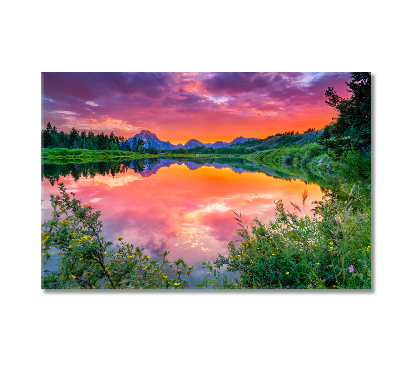 Moran and Snake River at Oxbow Bend in Grand Teton National Park Wyoming Canvas Print-Canvas Print-CetArt-1 Panel-24x16 inches-CetArt