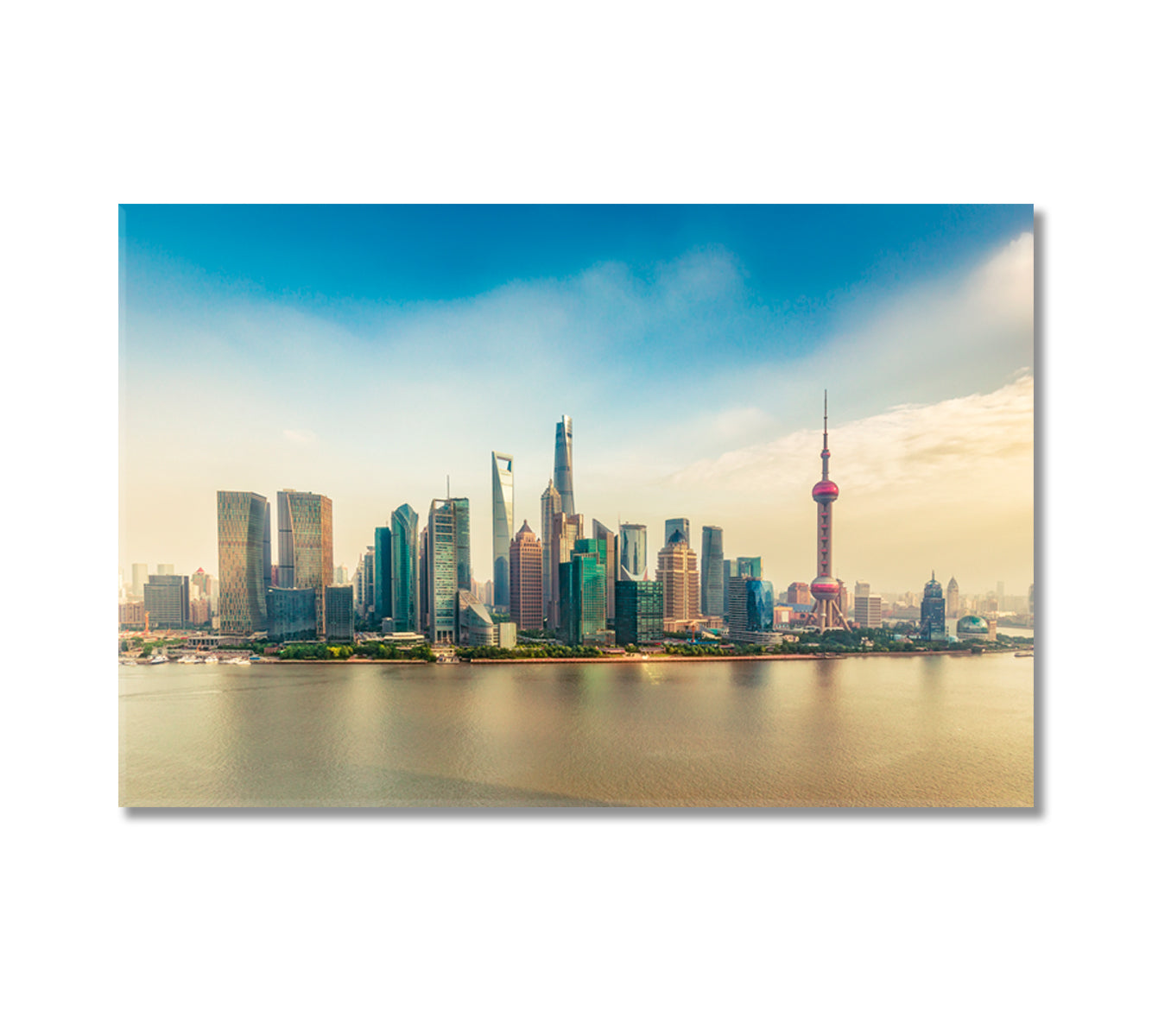 Shanghai Skyline with Skyscrapers and Huangpu River China Canvas Print-Canvas Print-CetArt-1 Panel-24x16 inches-CetArt