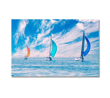 Sailing Yachts Sail under Beautiful Sky Canvas Print-Canvas Print-CetArt-1 Panel-24x16 inches-CetArt