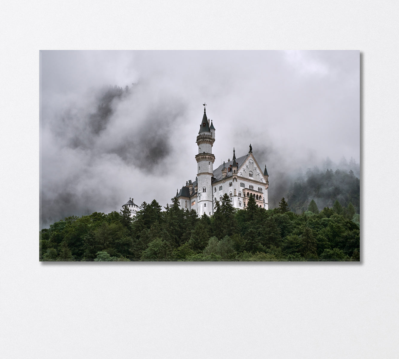 Neuschwanstein Castle on Foggy Day Canvas Print-Canvas Print-CetArt-1 Panel-24x16 inches-CetArt