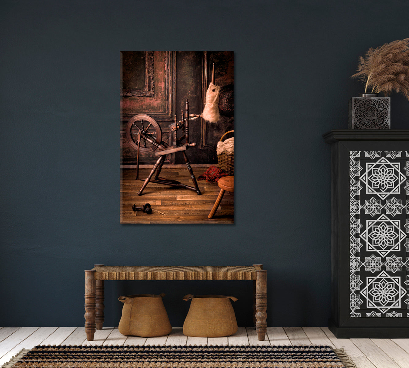 Authentic Old Spinning Wheel Canvas Print-Canvas Print-CetArt-1 panel-16x24 inches-CetArt