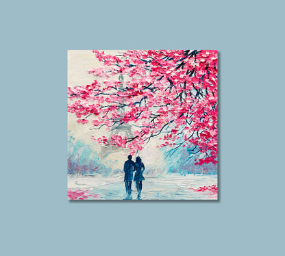 Couple of Lovers in Paris Canvas Print-Canvas Print-CetArt-1 panel-12x12 inches-CetArt