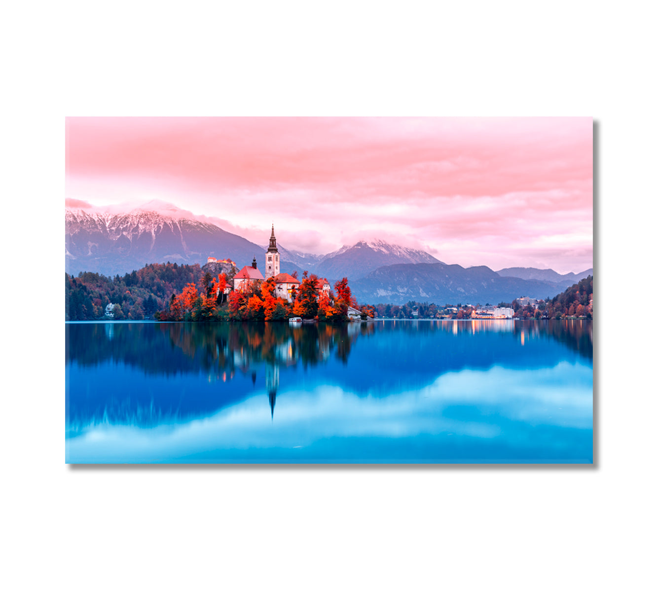 Church on Island Lake Bled Slovenia Canvas Print-Canvas Print-CetArt-1 Panel-24x16 inches-CetArt