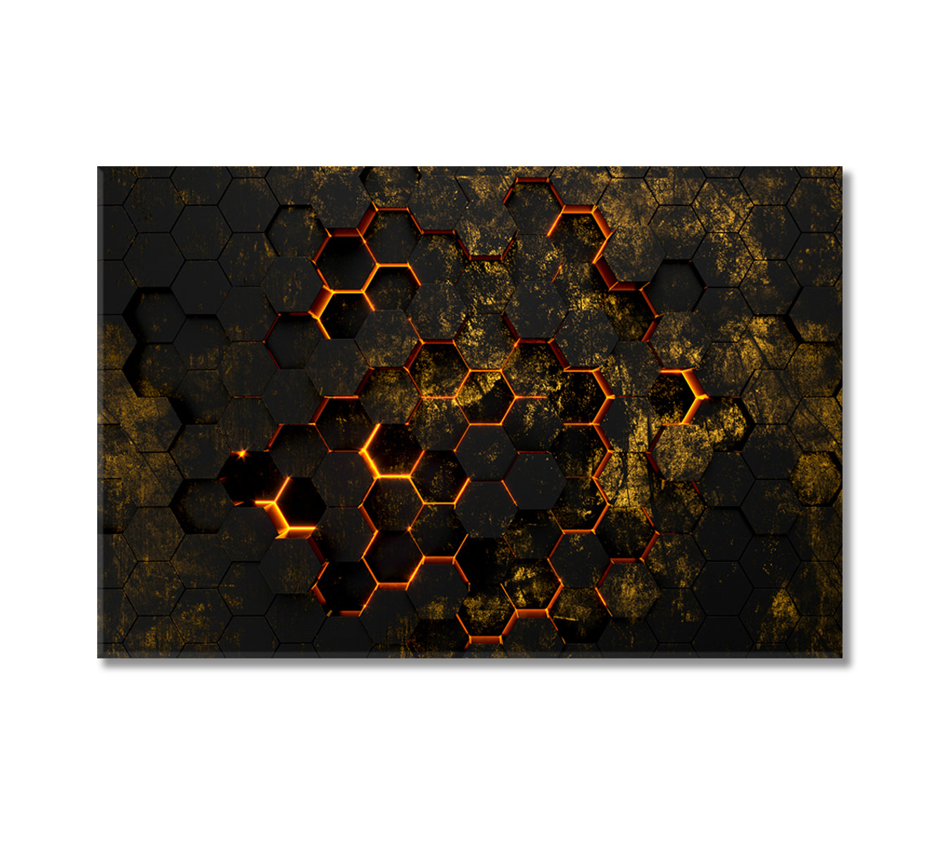 Abstract Black Neon Hexagons Canvas Print-Canvas Print-CetArt-1 Panel-24x16 inches-CetArt