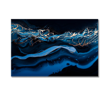 Fluid Abstract Blue Marble Wave Canvas Print-Canvas Print-CetArt-1 Panel-24x16 inches-CetArt