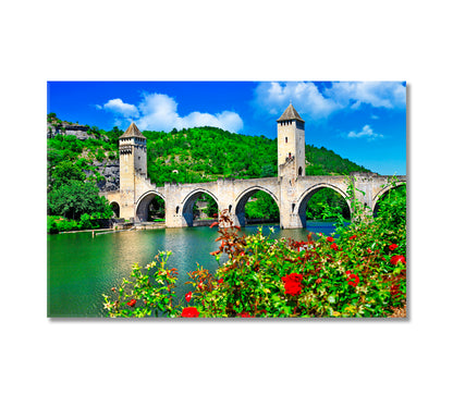 Cahors Valentre Bridge Pilgrims Road to Santiago Canvas Print-CetArt-1 Panel-24x16 inches-CetArt