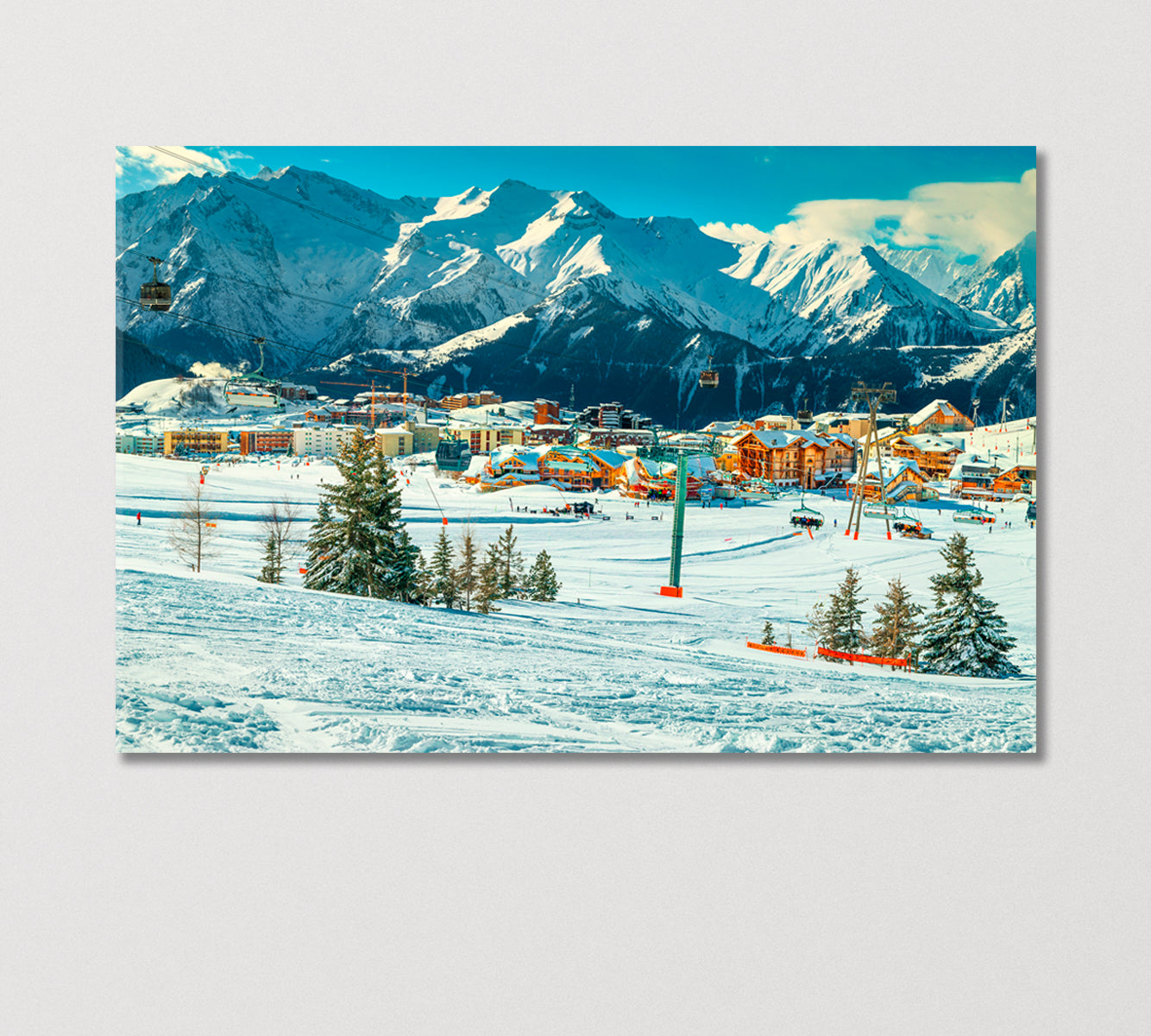 Ski Resort in French Alps Canvas Print-Canvas Print-CetArt-1 Panel-24x16 inches-CetArt