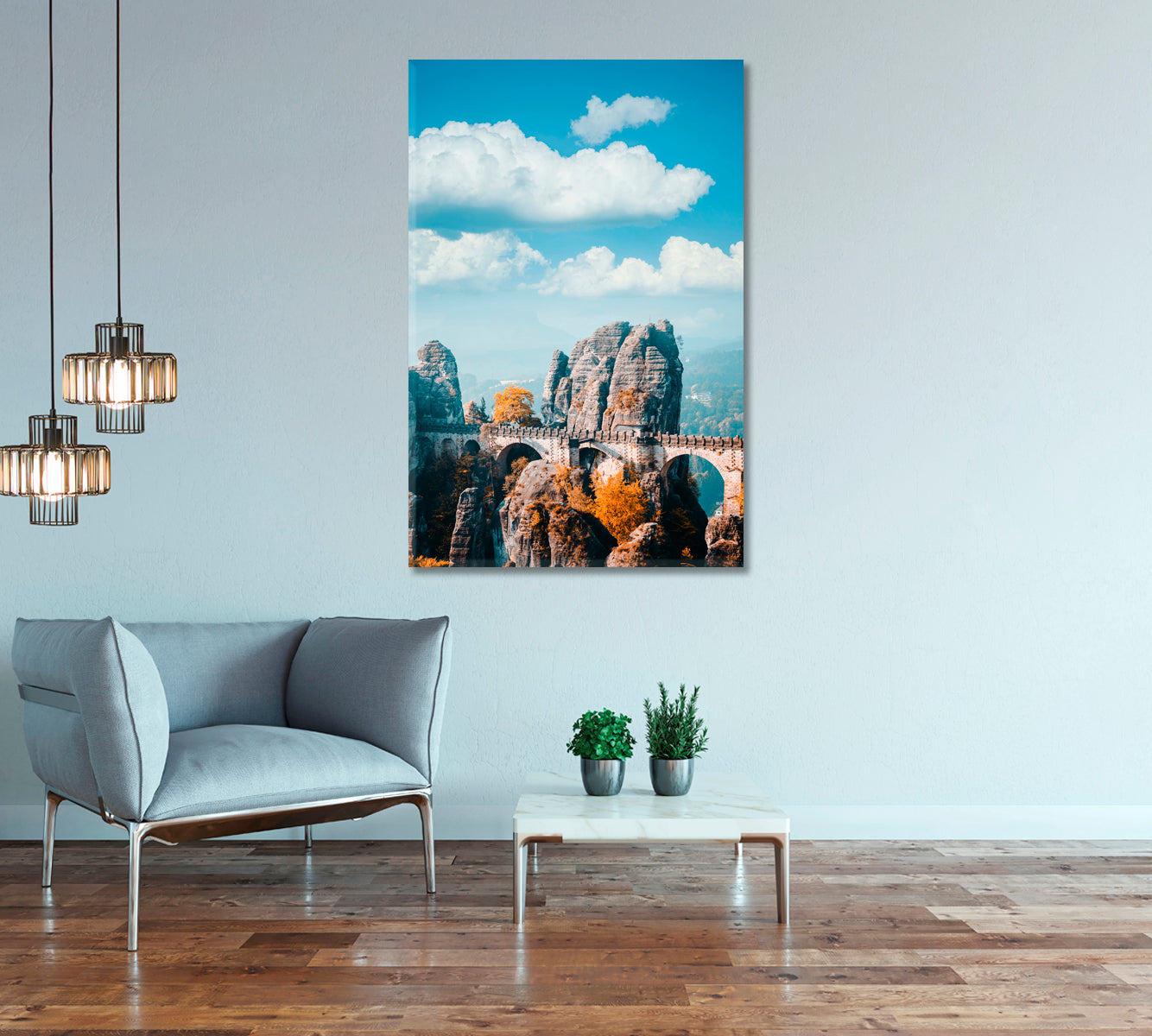 Bastei Stone Bridge in Saxon Switzerland National Park Canvas Print-Canvas Print-CetArt-1 panel-16x24 inches-CetArt