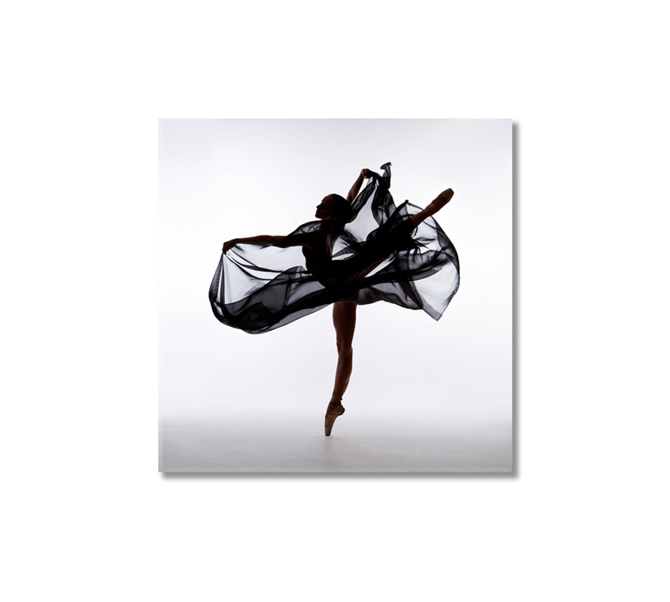 Stunning Ballerina Silhouette in Black Dress Canvas Print-Canvas Print-CetArt-1 panel-12x12 inches-CetArt