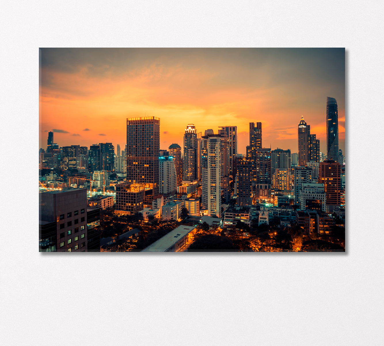 Bangkok City Center Downtown Skyline Canvas Print-Canvas Print-CetArt-1 Panel-24x16 inches-CetArt