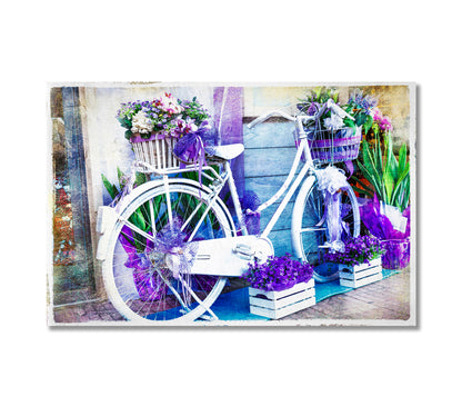 Vintage Floral Bike Canvas Print-Canvas Print-CetArt-1 Panel-24x16 inches-CetArt