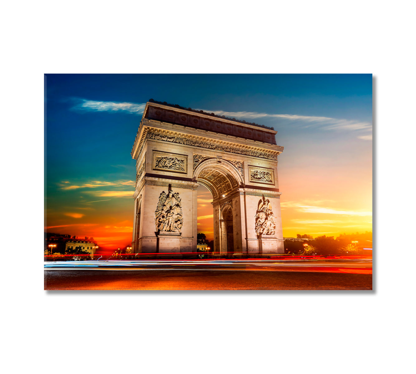 Arch of Triumph in Paris at Night Canvas Print-Canvas Print-CetArt-1 Panel-24x16 inches-CetArt