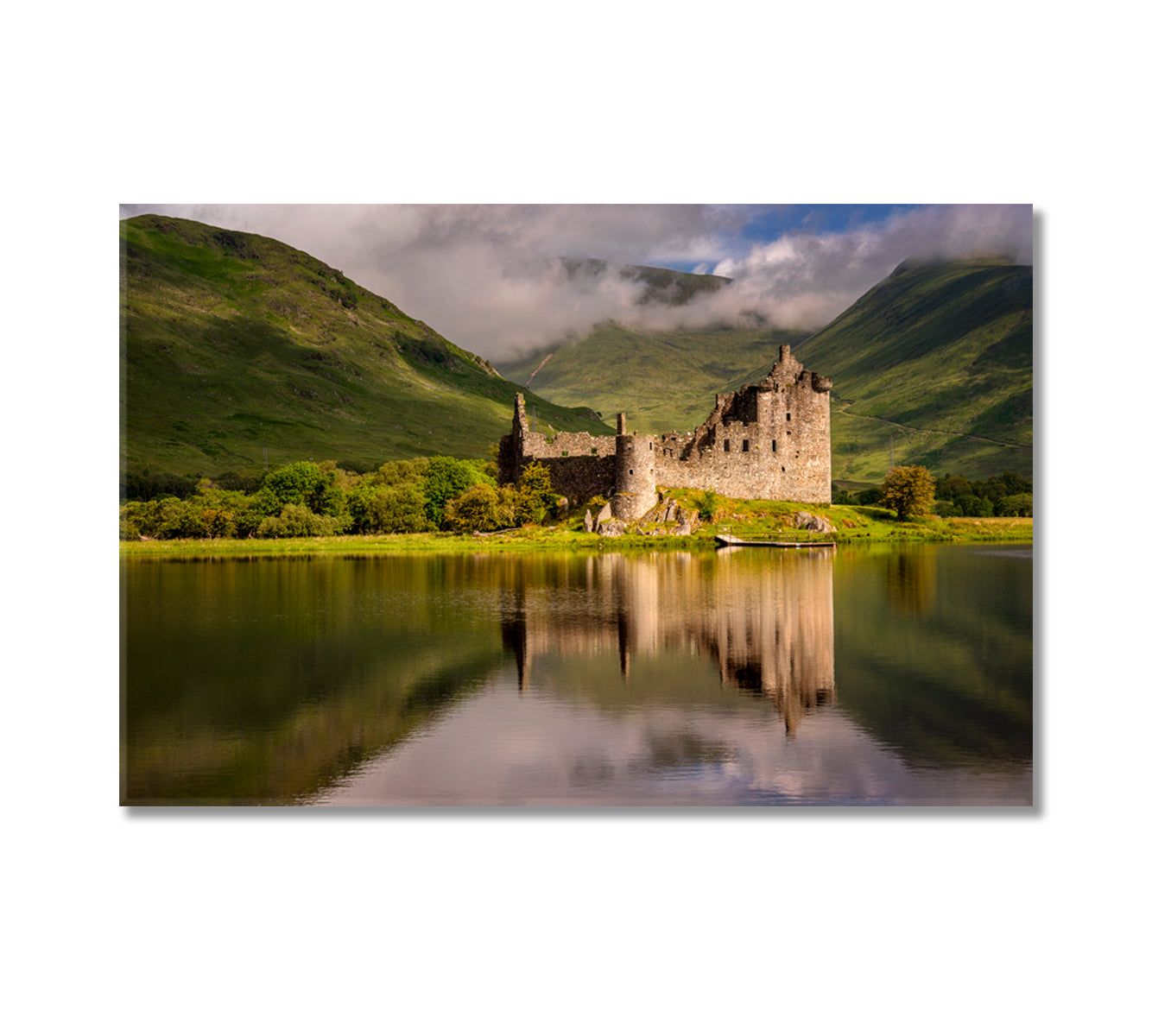 Reflection of Kilchurn Castle in Loch Ave Scotland Canvas Print-Canvas Print-CetArt-1 Panel-24x16 inches-CetArt