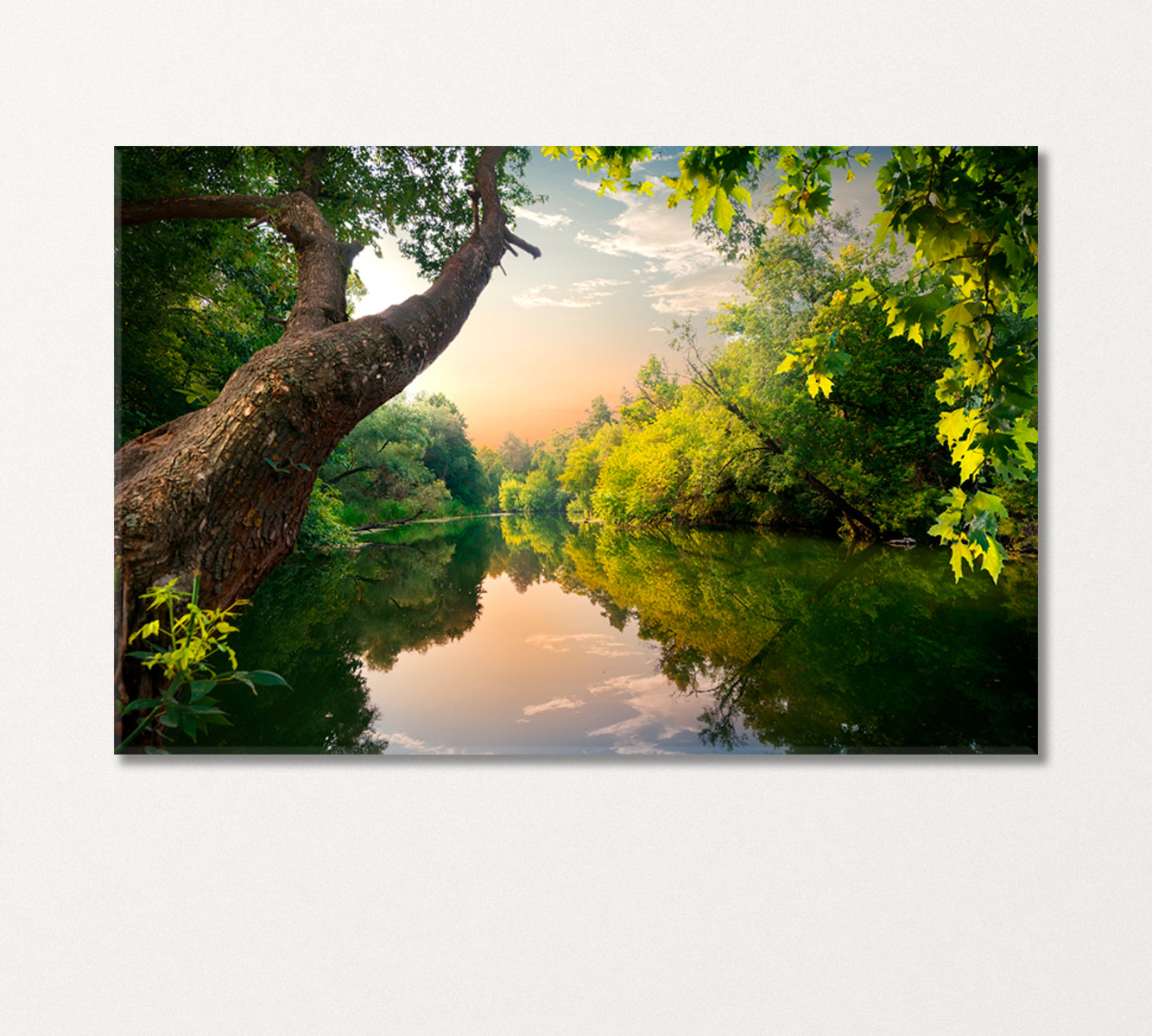 Pond at Sunset Spring Landscape Canvas Print-Canvas Print-CetArt-1 Panel-24x16 inches-CetArt