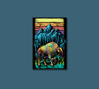 Abstract Colorful Bison in Yellowstone National Park Canvas Print-Canvas Print-CetArt-1 panel-16x24 inches-CetArt