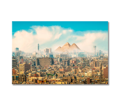 Cairo City with Pyramid Egypt Canvas Print-Canvas Print-CetArt-1 Panel-24x16 inches-CetArt
