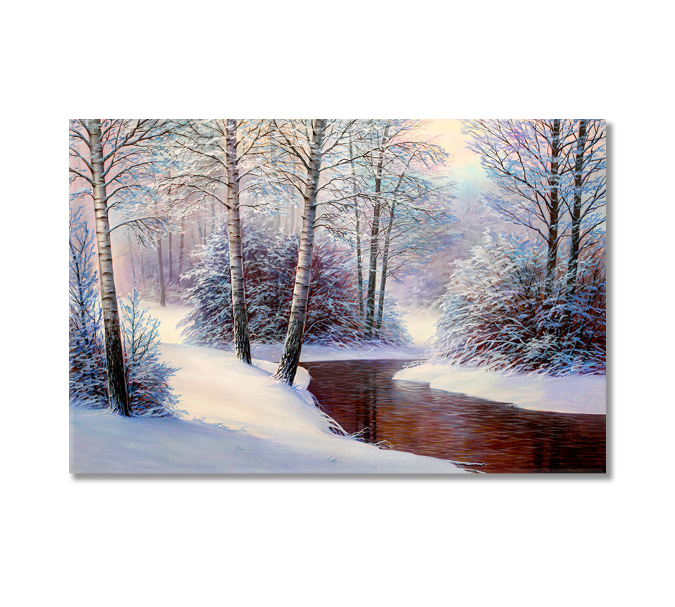 Winter Forest with River Canvas Print-Canvas Print-CetArt-1 Panel-24x16 inches-CetArt