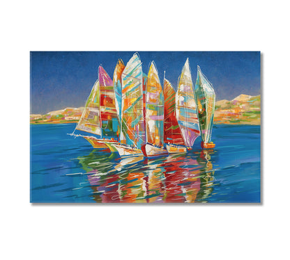 Colorful Sailing Boats in Sea Canvas Print-Canvas Print-CetArt-1 Panel-24x16 inches-CetArt