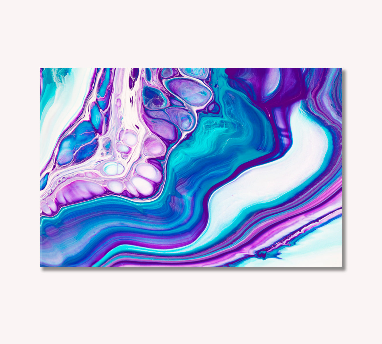 Mixing White Purple and Blue Liquid Acrylic Weave Canvas Print-Canvas Print-CetArt-1 Panel-24x16 inches-CetArt