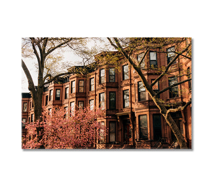 Brownstones in Park Slope Brooklyn New York City Canvas Print-Canvas Print-CetArt-1 Panel-24x16 inches-CetArt