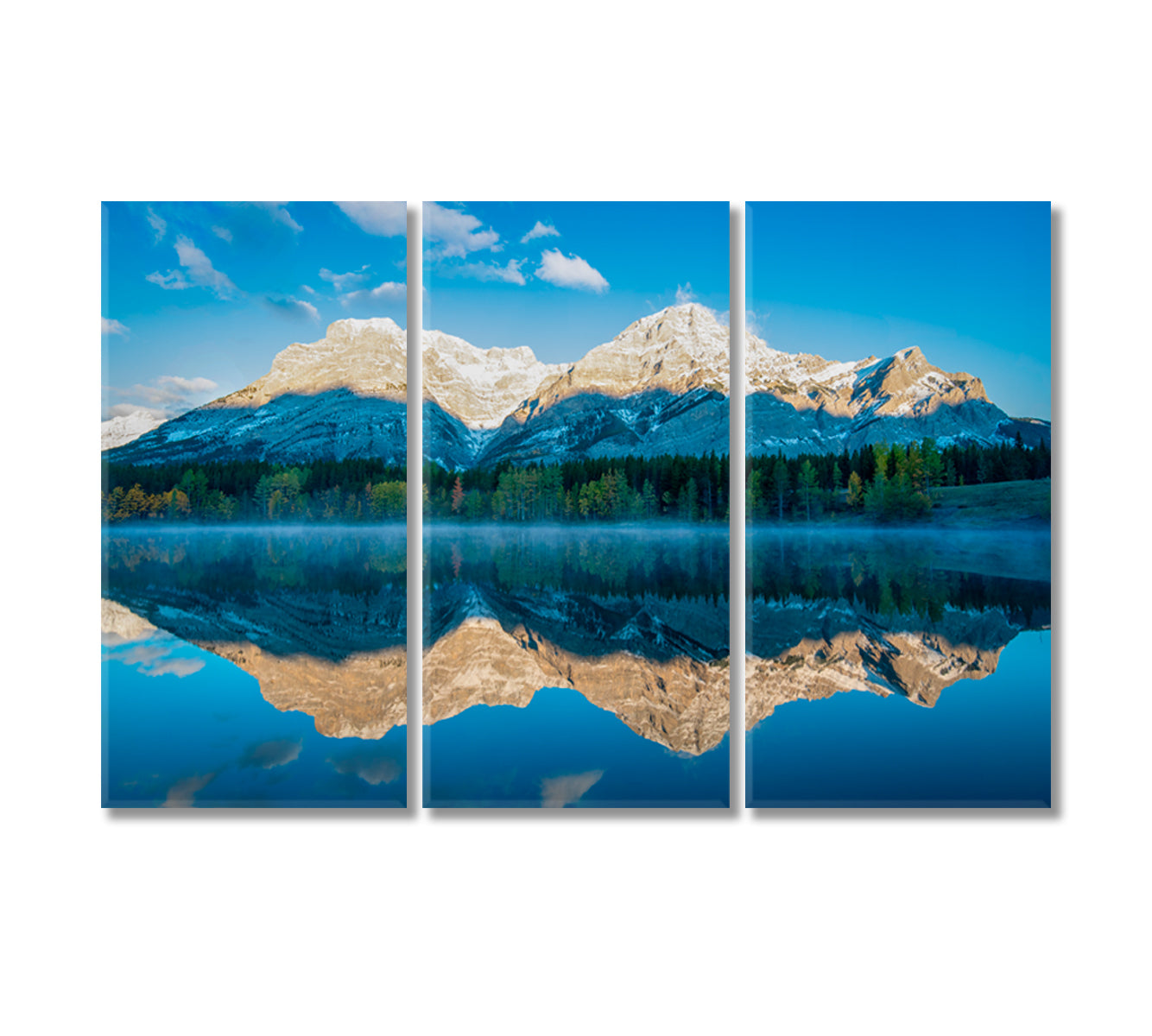 Wedge Pond with Mountain Reflection Alberta Canvas Print-Canvas Print-CetArt-3 Panels-36x24 inches-CetArt