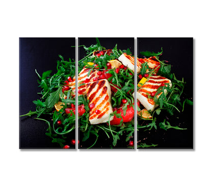 Salad with Grilled Halloumi and Arugula Canvas Print-Canvas Print-CetArt-3 Panels-36x24 inches-CetArt