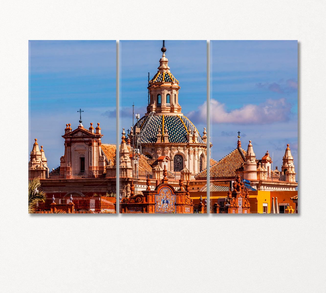 Dome of Church Salvador Seville Spain Canvas Print-Canvas Print-CetArt-3 Panels-36x24 inches-CetArt