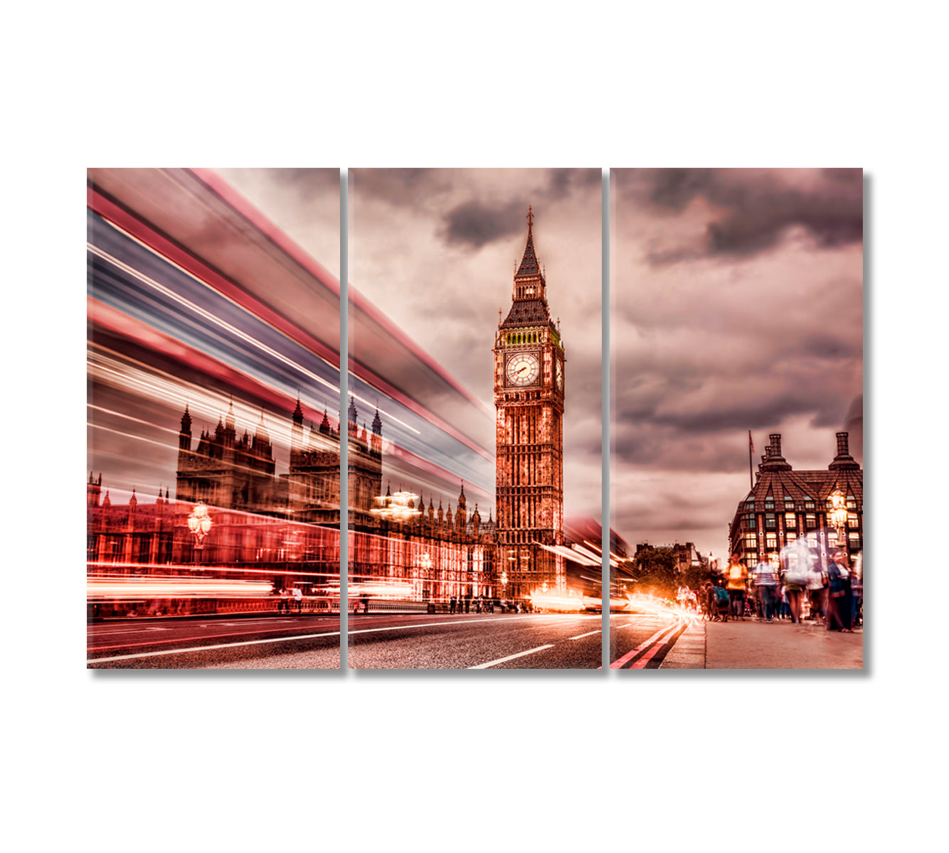 Big Ben in Retro Style London UK Canvas Print-Canvas Print-CetArt-3 Panels-36x24 inches-CetArt