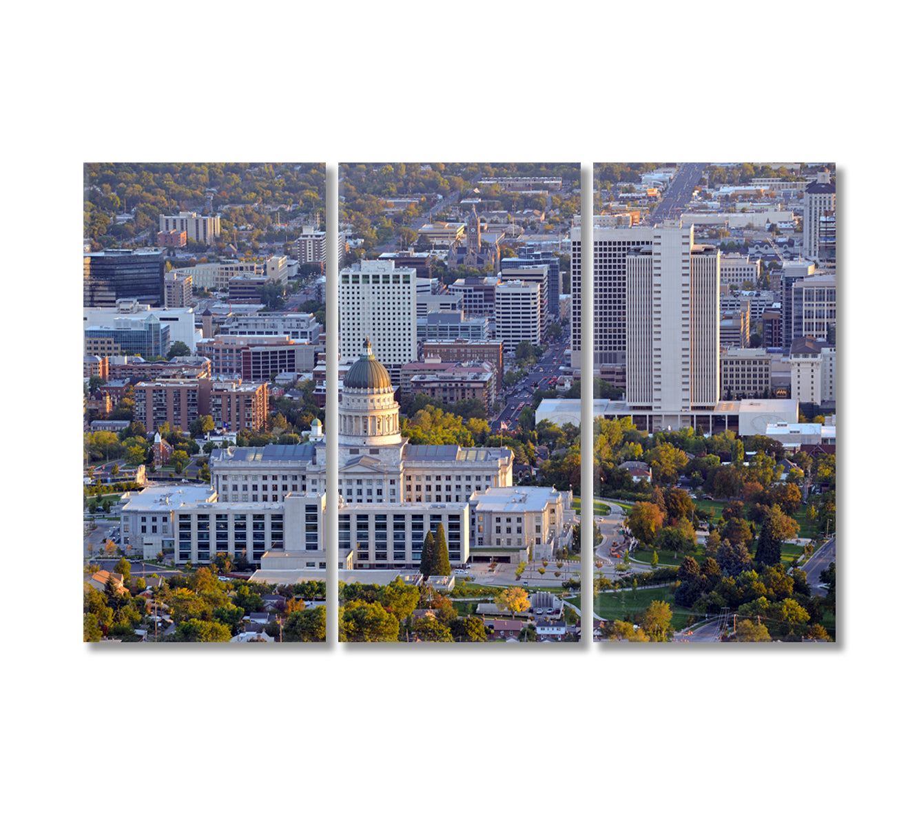 Salt Lake City Skyline with Capitol Building Utah Canvas Print-Canvas Print-CetArt-3 Panels-36x24 inches-CetArt