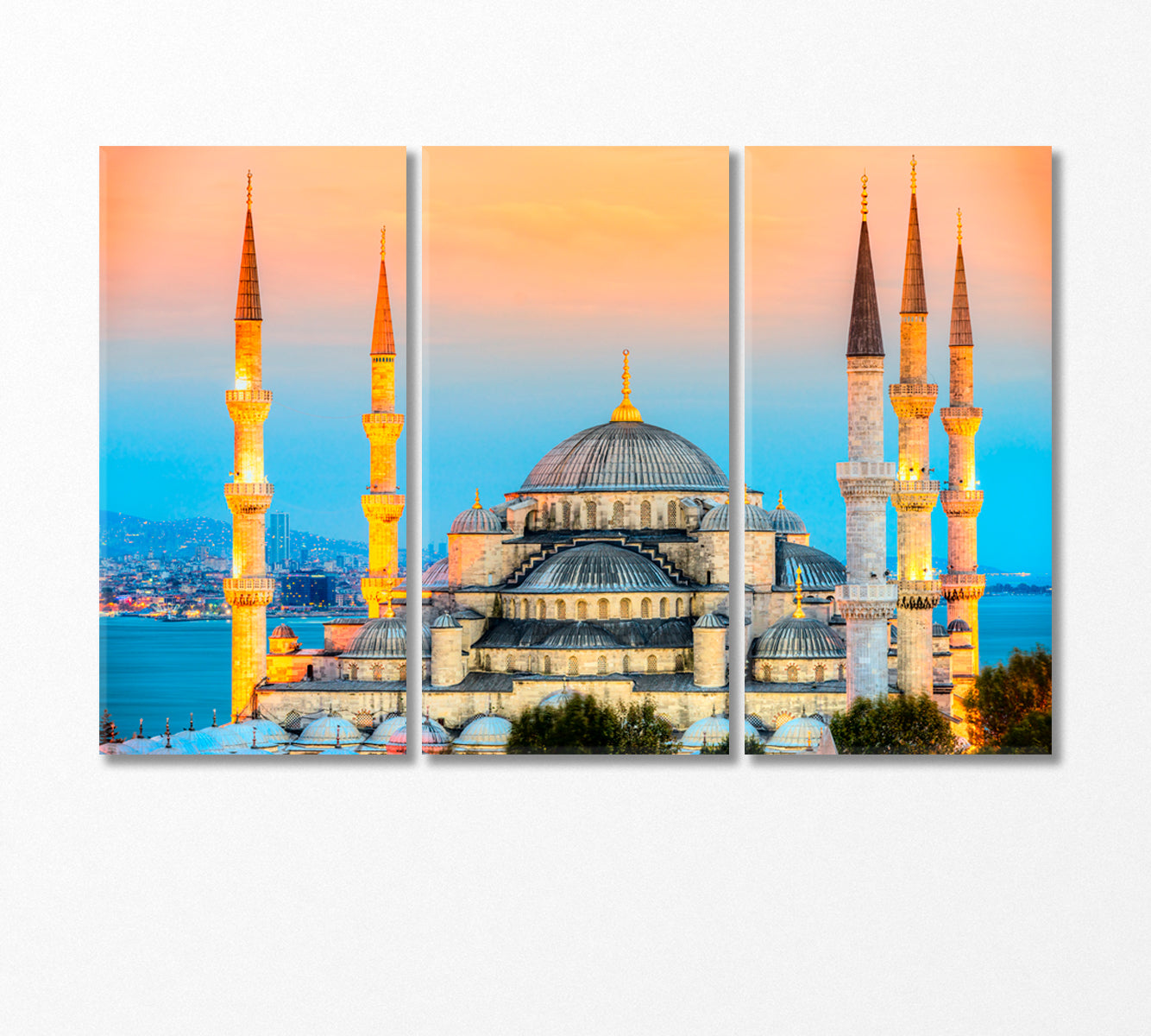 Blue Mosque Istanbul Turkey Canvas Print-Canvas Print-CetArt-3 Panels-36x24 inches-CetArt