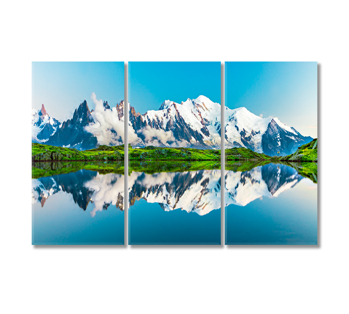Lac Blanc Lake with Mont Blanc Chamonix France Canvas Print-Canvas Print-CetArt-3 Panels-36x24 inches-CetArt