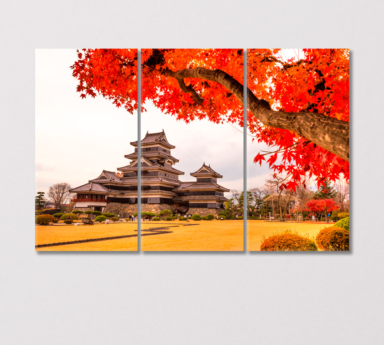 Matsumoto Castle in Autumn Japan Canvas Print-Canvas Print-CetArt-3 Panels-36x24 inches-CetArt